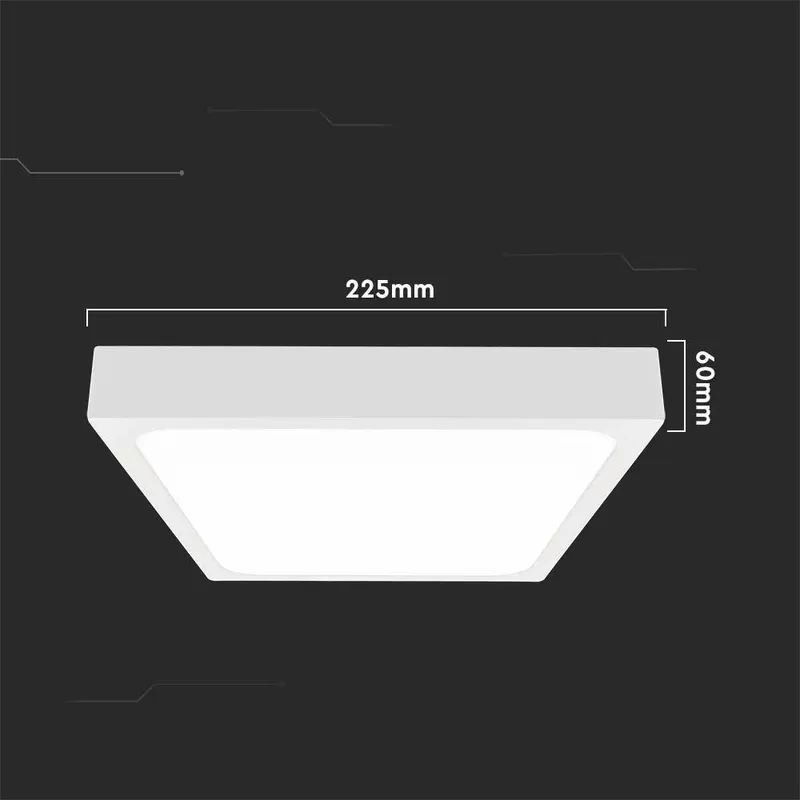 Oprawa Sufitowa Plafoniera V-TAC 18W LED Kwadrat IP44 23x23cm VT-8618W-SQ 6500K 1800LM - Biały