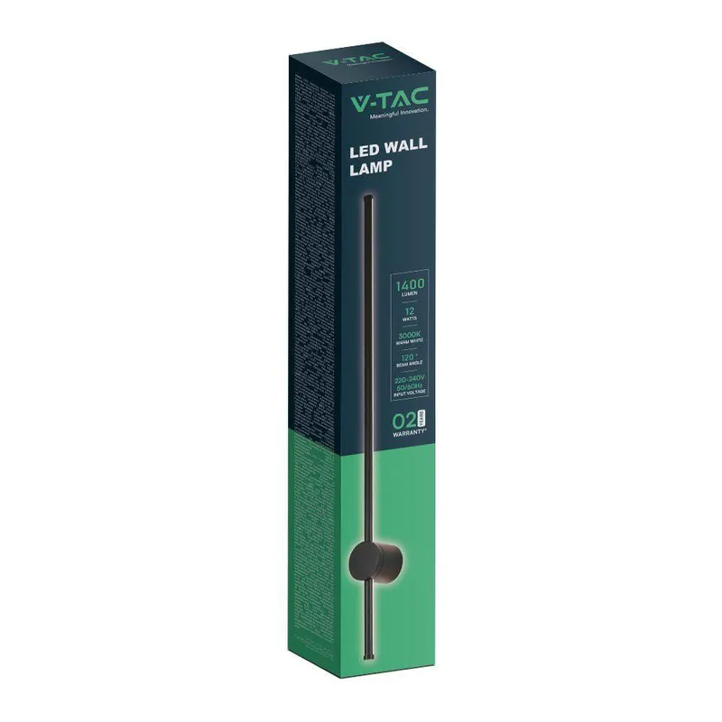Oprawa Ścienna Elewacyjna LED V-TAC 12W IP65 63cm VT-11112-B 3000K 1400LM - Czarna