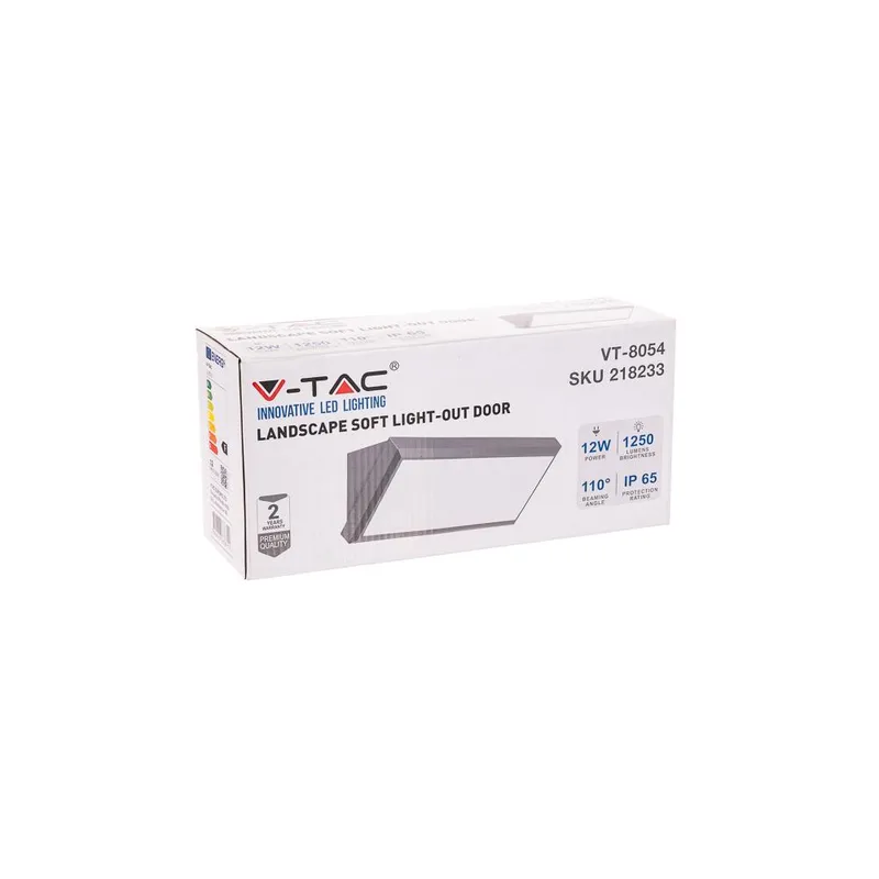Oprawa Ścienna V-TAC 12W LED Ukośna IP65 VT-8054 3000K 1250LM - Szara