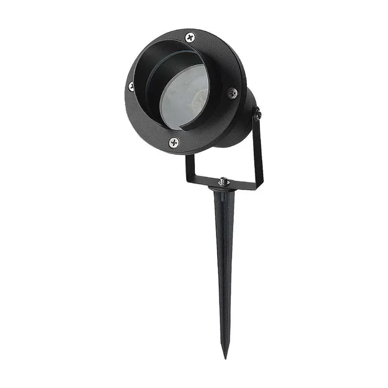 Oprawa Gruntowa Ogrodowa Wbijana Aluminium GU10 Z Daszkiem IP65 V-TAC VT-7704 3 Lata Gwarancji - Czarna