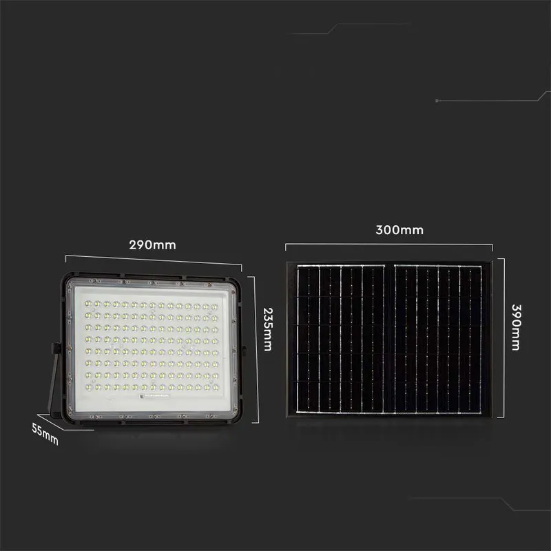 Naświetlacz LED Solarny V-TAC 20W Pilot Auto Timer IP65 VT-180W 6400K 1800LM - Czarny