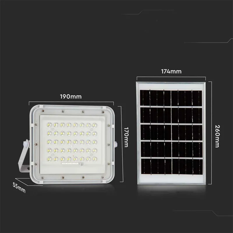 Naświetlacz LED Solarny V-TAC 6W Pilot Auto Timer IP65 VT-40W-W 4000K 400LM - Biały