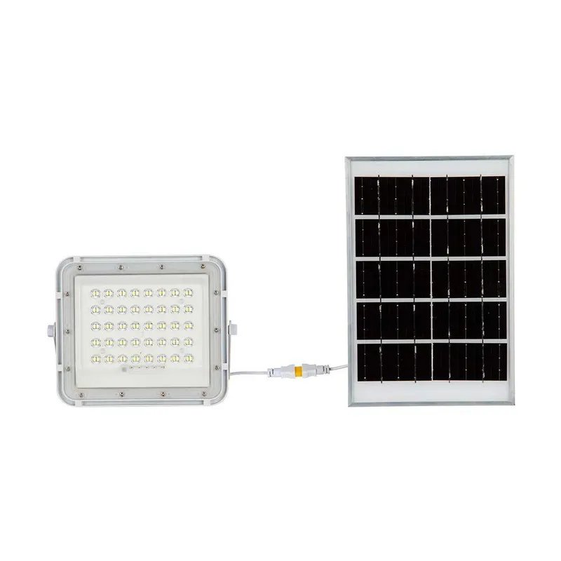 Naświetlacz LED Solarny V-TAC 10W Pilot Auto Timer IP65 VT-80W-W 6400K 800LM - Biały