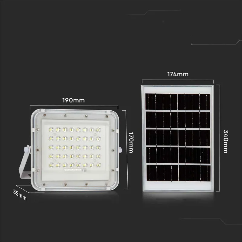Naświetlacz LED Solarny V-TAC 10W Pilot Auto Timer IP65 VT-80W-W 4000K 800LM - Biały