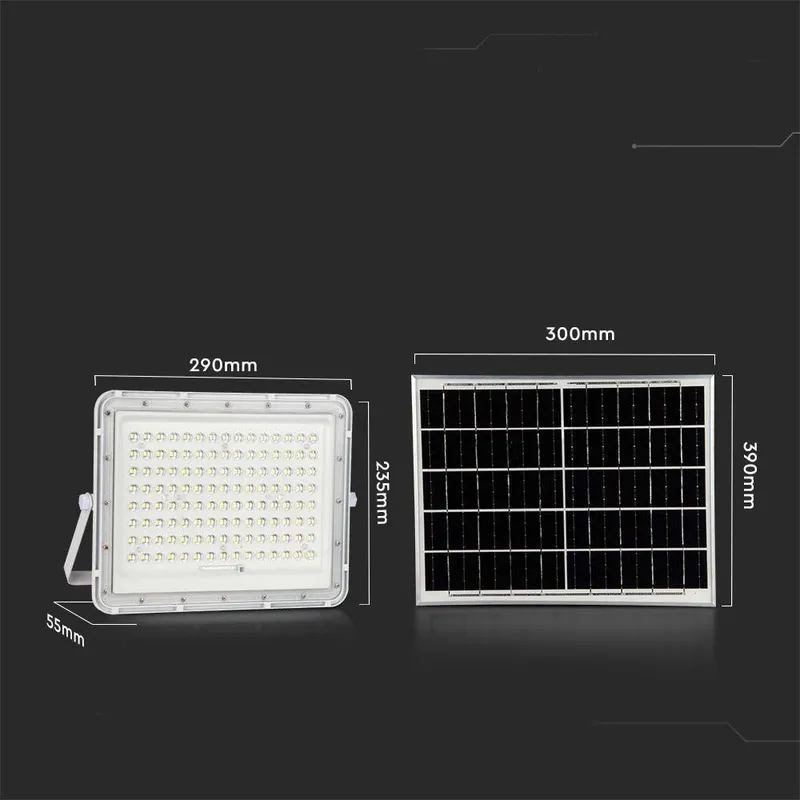 Naświetlacz LED Solarny V-TAC 20W Pilot Auto Timer IP65 VT-180W-W 6400K 1800LM - Biały