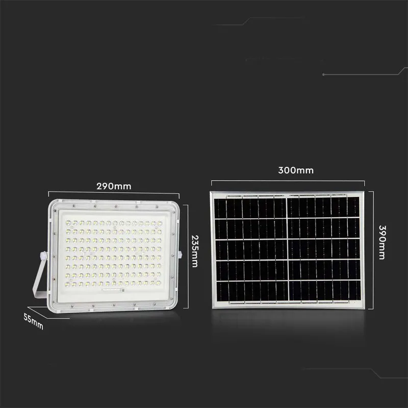 Naświetlacz LED Solarny V-TAC 20W Pilot Auto Timer IP65 VT-180W-W 4000K 1800LM - Biały