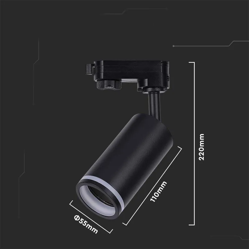 Oprawa GU10 V-TAC Szynoprzewód 3F VT-11016-B - Czarna