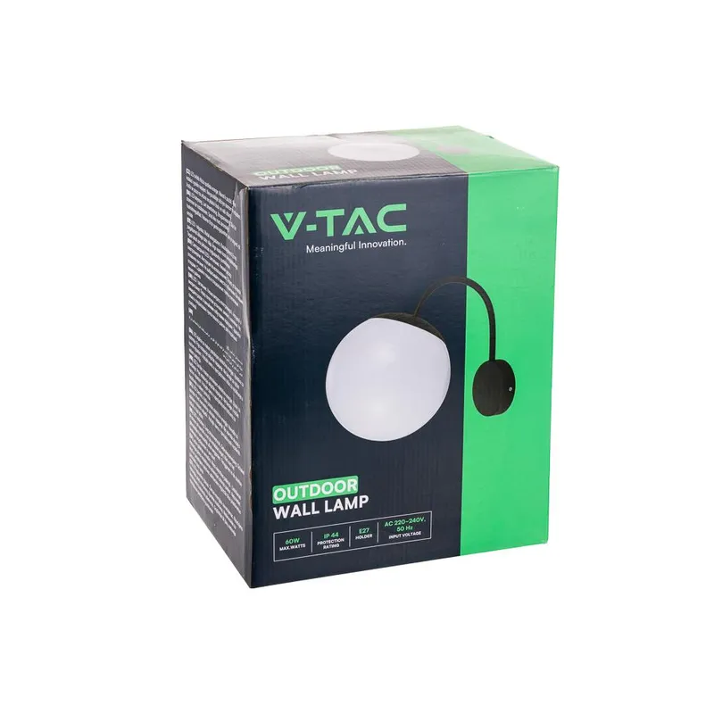 Oprawa Ogrodowa Kula V-TAC E27 Kinkiet W Dół Czarny MAT VT-1223 3 Lata Gwarancji