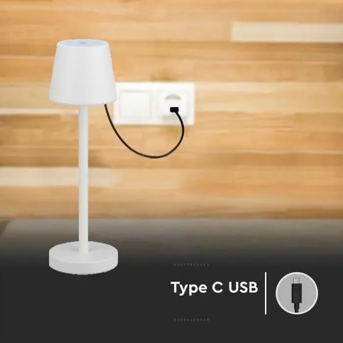 Lampka Stołowa Nocna V-TAC 3W LED 39cm Ładowanie Ściemnianie VT-7703 4000K 70LM - Biała