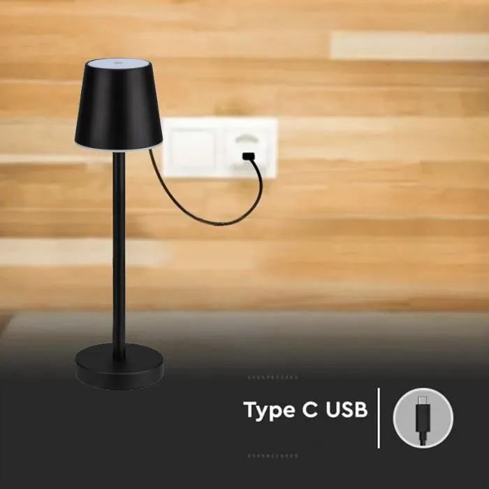 Lampka Stołowa Nocna V-TAC 3W LED 39cm Ładowanie Ściemnianie VT-7703 4000K 70LM - Czarna