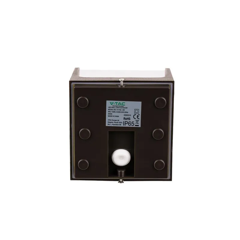 Oprawa Ścienna Ogrodowa V-TAC 8W LED IP65 120x120 VT-708 3000K 750LM - Brązowa