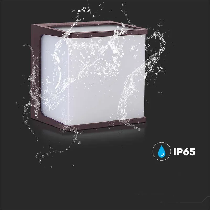 Oprawa Ścienna Ogrodowa V-TAC 8W LED IP65 120x120 VT-708 3000K 750LM - Brązowa