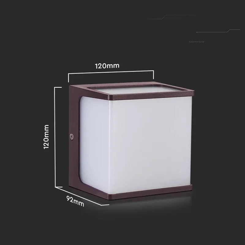 Oprawa Ścienna Ogrodowa V-TAC 8W LED IP65 120x120 VT-708 4000K 800LM - Brązowa