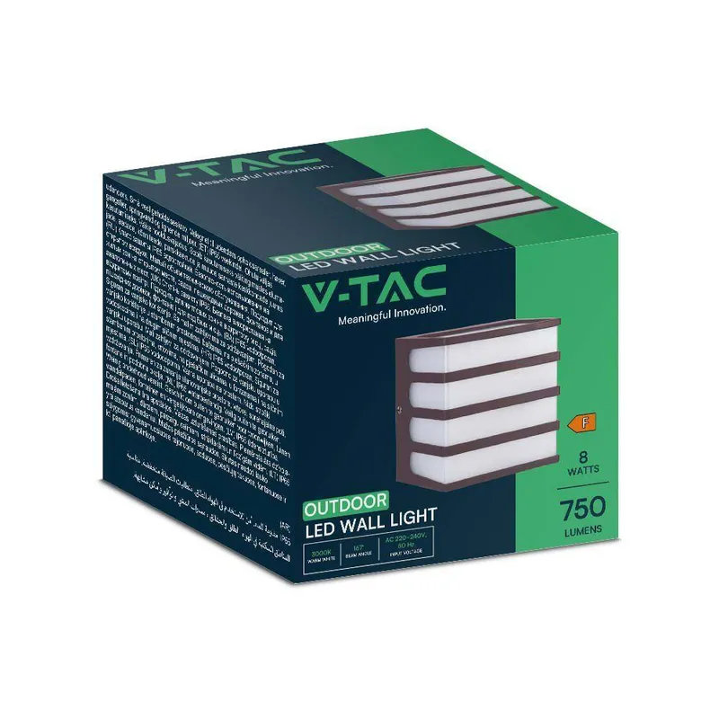 Oprawa Ścienna Ogrodowa V-TAC 8W LED IP65 120x120 VT-732 4000K 800LM - Brązowa