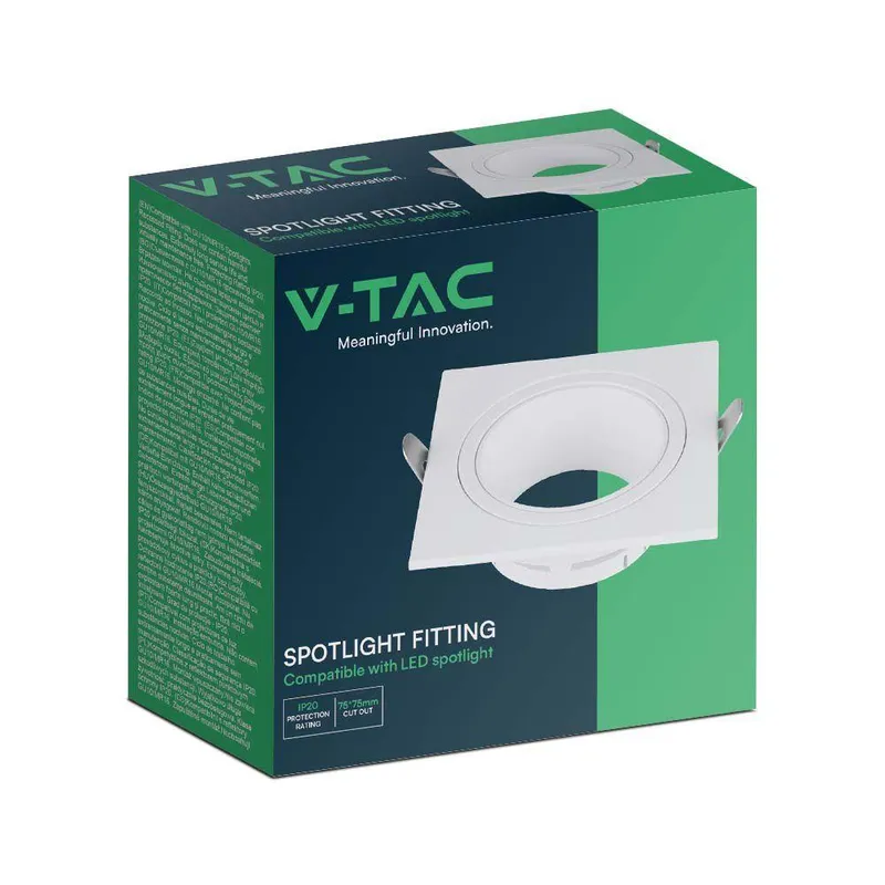Oczko V-TAC GU10 Kwadratowe VT-443 3 Lata Gwarancji - Białe