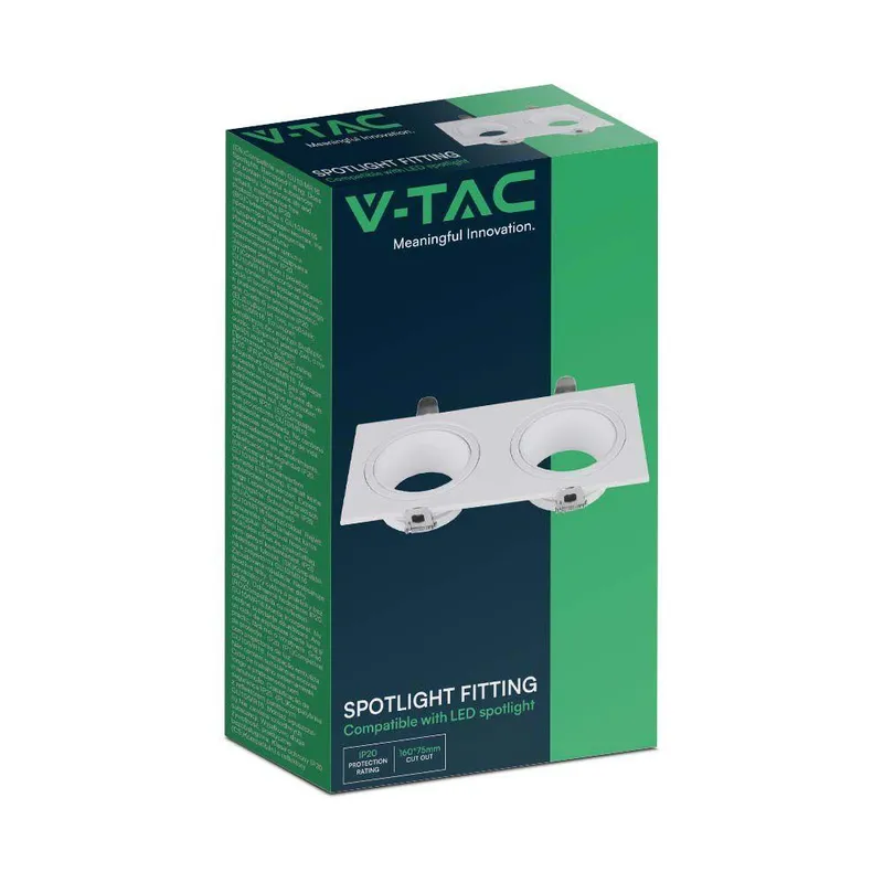 Oprawa Oczko V-TAC 2XGU10 Prostokąt VT-439 3 Lata Gwarancji - Białe