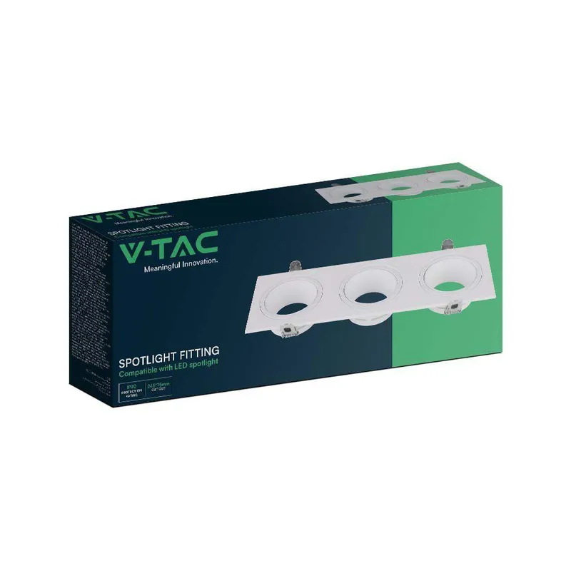Oprawa Oczko V-TAC 3XGU10 Prostokąt VT-441 3 Lata Gwarancji - Białe