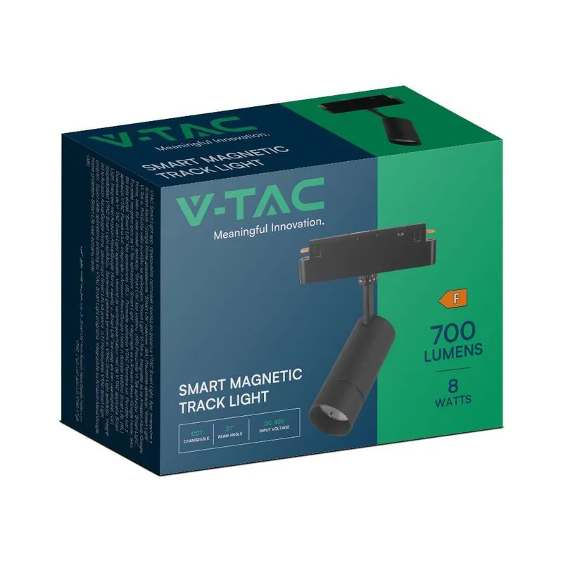 Oprawa Projektor Szynoprzewód Smart 48V V-TAC 8W LED CCT 27ST Smart WI-FI VT-908D 2700K-6400K 700LM 3 Lata Gwarancji - Czarna