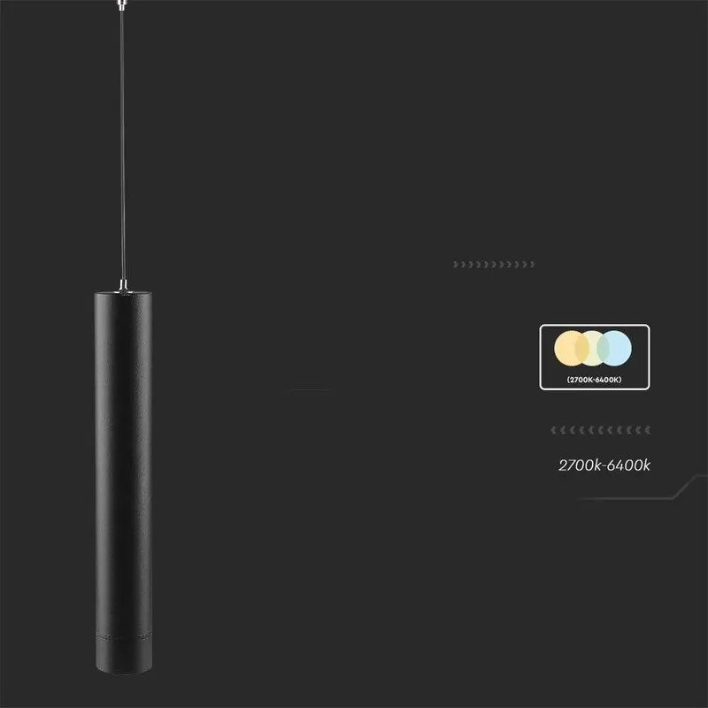 Oprawa Zwieszana Szynoprzewód Smart 48V V-TAC 8W LED CCT 30ST Smart WI-FI VT-908D 2700K-6400K 700LM 3 Lata Gwarancji - Czarna