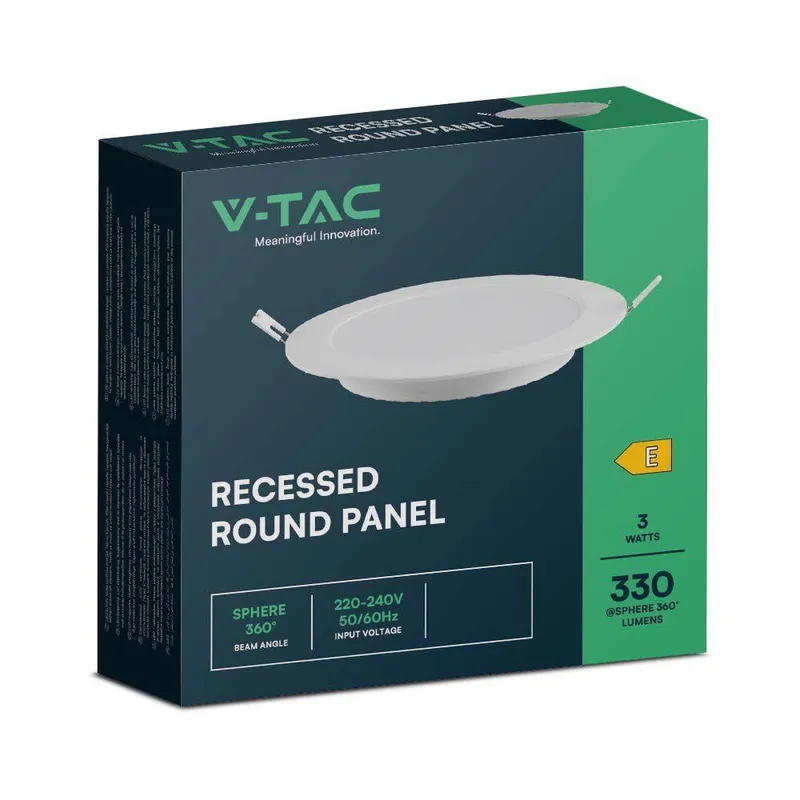 Panel LED V-TAC Wpuszczany Premium Downlight 3W Okrągły FI90 VT-61003 3000K 330LM