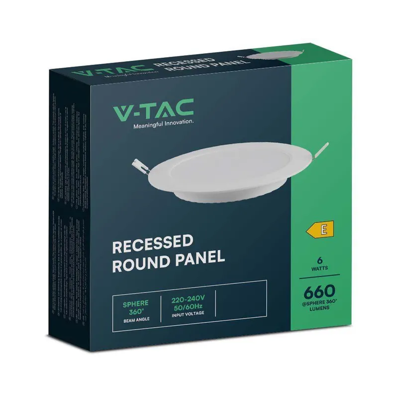Panel LED V-TAC Wpuszczany Premium Downlight 6W Okrągły FI120 VT-61006 6500K 660LM