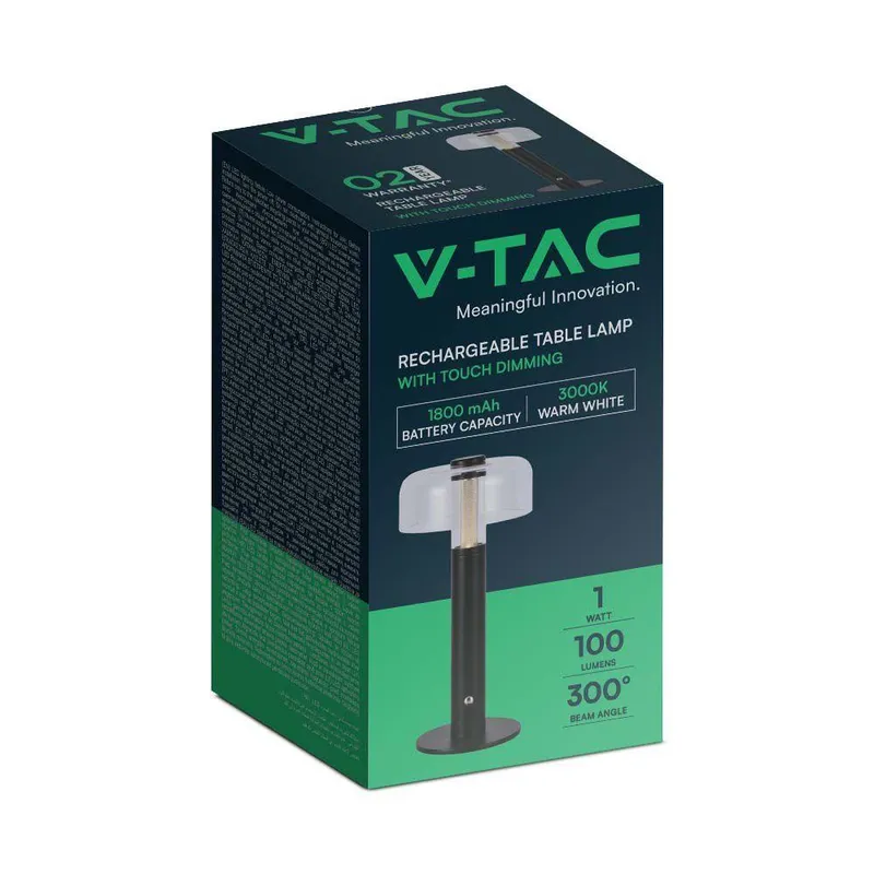 Lampka Stołowa Nocna V-TAC 1W LED 30cm Ładowanie USB Ściemnianie VT-1049 3000K 100LM - Czarna