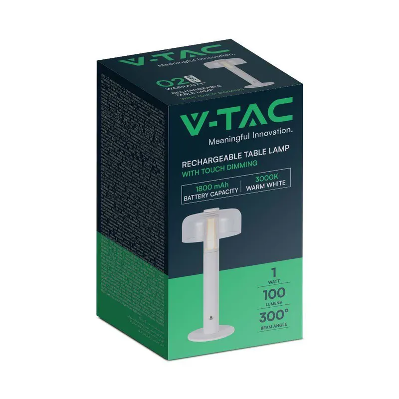 Lampka Stołowa Nocna V-TAC 1W LED 30cm Ładowanie USB Ściemnianie VT-1049 3000K 100LM - Biała