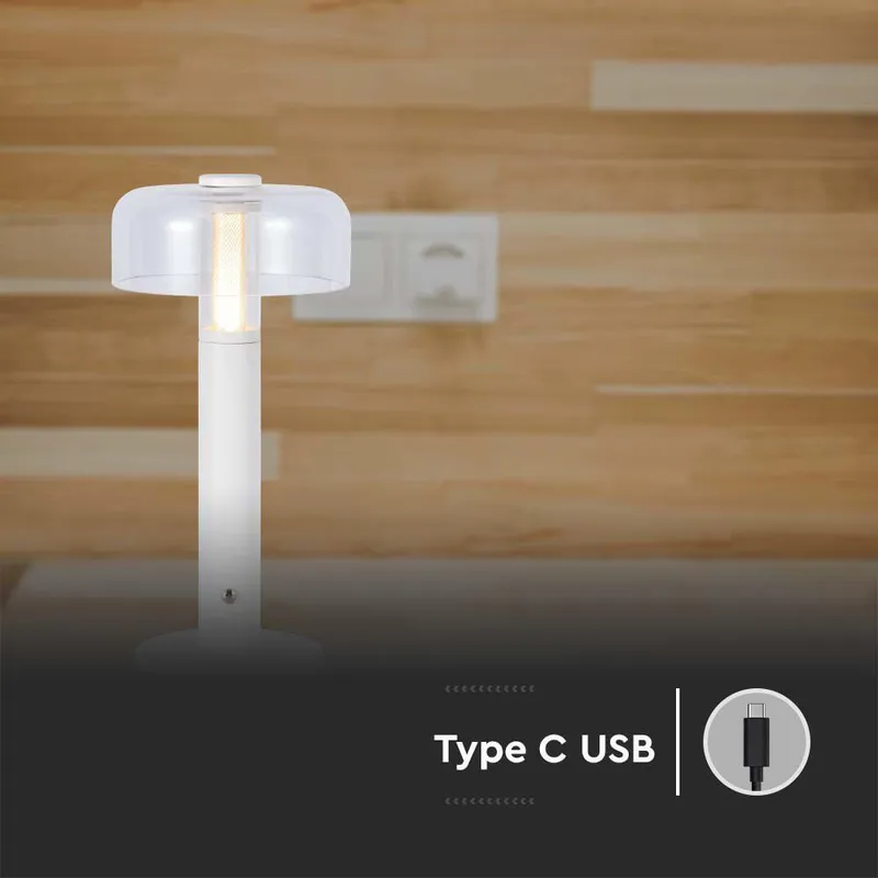 Lampka Stołowa Nocna V-TAC 1W LED 30cm Ładowanie USB Ściemnianie VT-1049 3000K 100LM - Biała