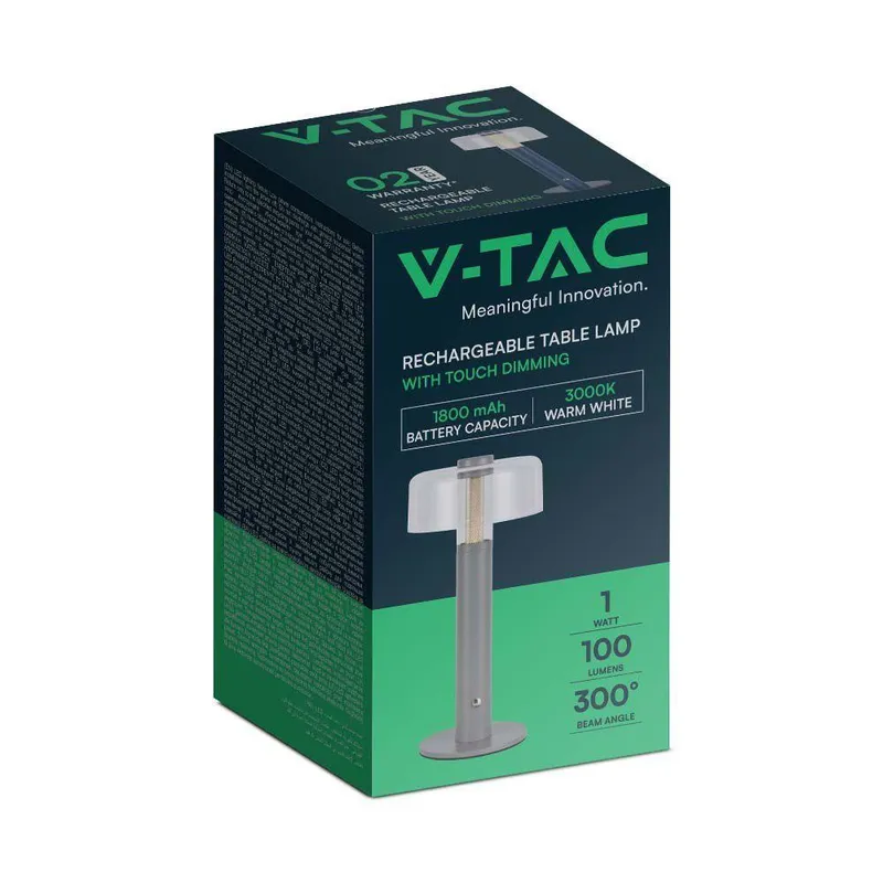 Lampka Stołowa Nocna V-TAC 1W LED 30cm Ładowanie USB Ściemnianie VT-1049 3000K 100LM - Szara