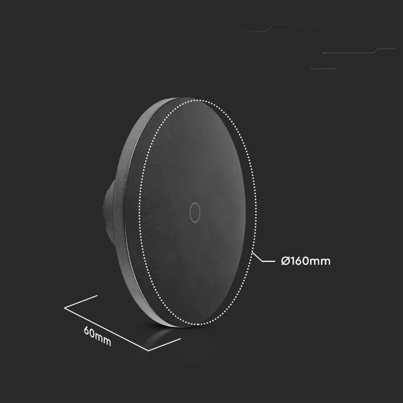 Oprawa Ścienna Kinkiet 12W V-TAC Okrągły CCT Ściemnialny VT-83012 3000K-6400K 1200LM - Czarny