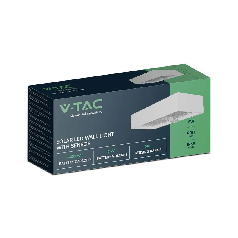Kinkiet Ogrodowy Ścienny Solarny V-TAC 6W Czujnik Ruchu VT-406 4000K 900LM - Biały