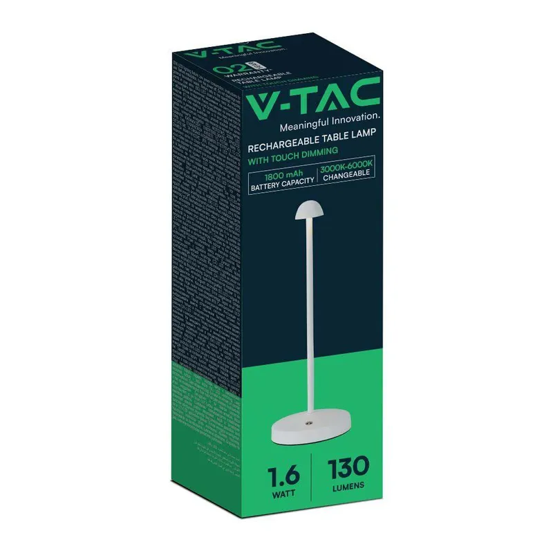 Lampka Stołowa Nocna V-TAC 3W LED 29cm Ładowanie USB Ściemnianie VT-1073 3000K-6000K 130LM - Biała