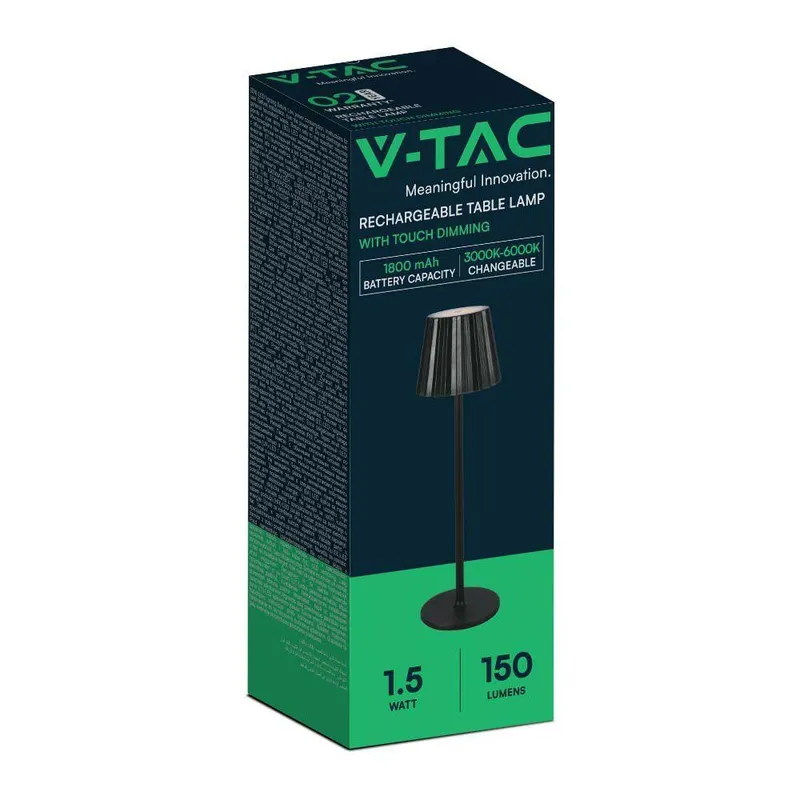 Lampka Stołowa Nocna V-TAC 4W LED 37cm Ładowanie USB Ściemnianie VT-1028 3000K-6000K 150LM - Czarna