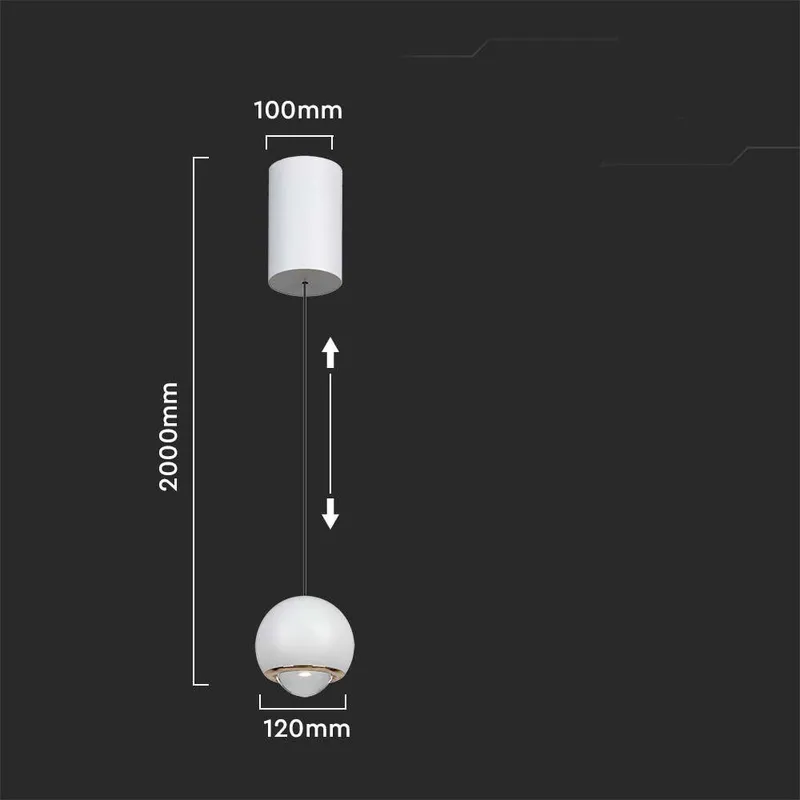Oprawa Zwieszana V-TAC LED 6W Regulowana 200cm VT-7508 3000K 500LM - Biała