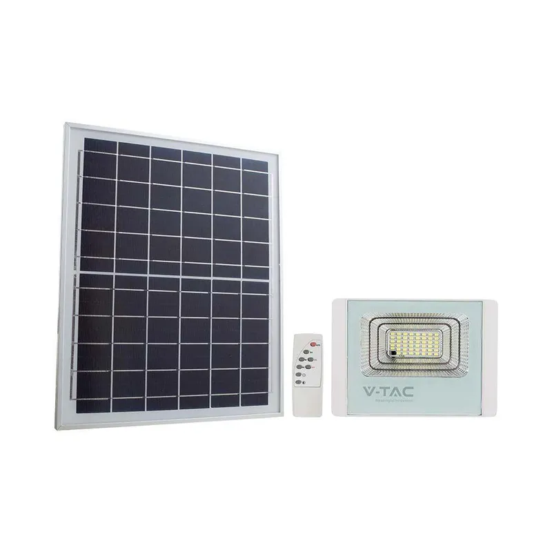 Naświetlacz LED Solarny V-TAC 12W IP65 Pilot Timer VT-25W 6400K 550LM - Biały