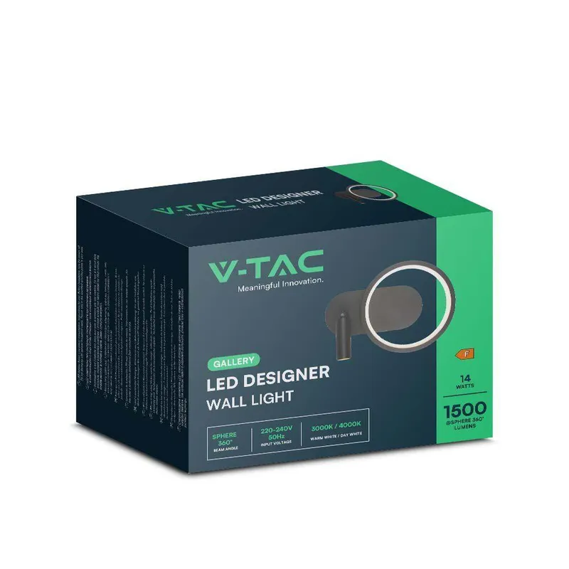 Oprawa Kinkiet Ścienny V-TAC LED 14W VT-7906 4000K 1500LM - Czarna