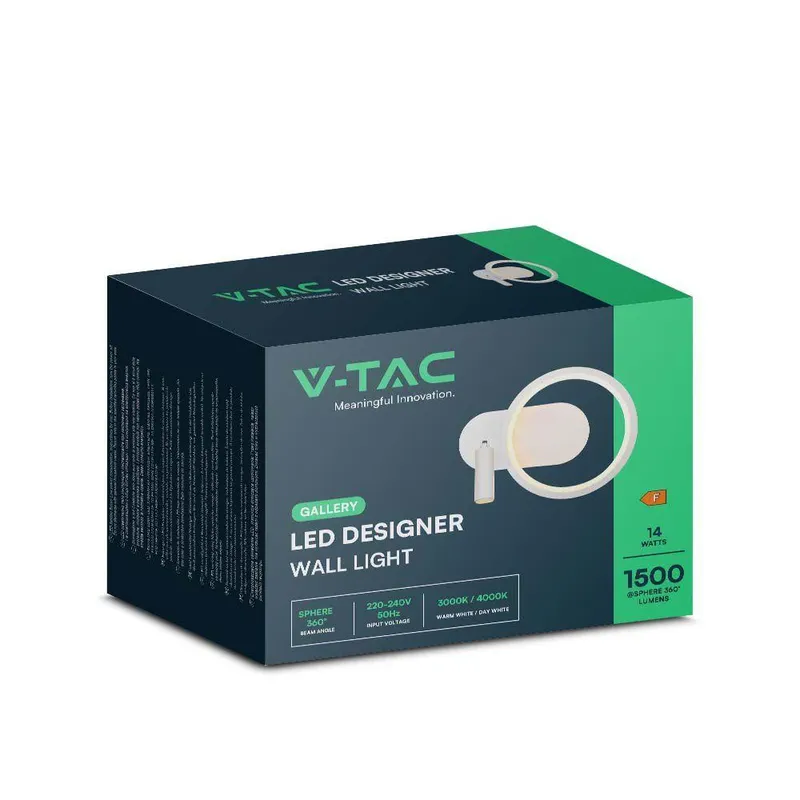 Oprawa Kinkiet Ścienny V-TAC LED 14W VT-7906 4000K 1500LM - Biała