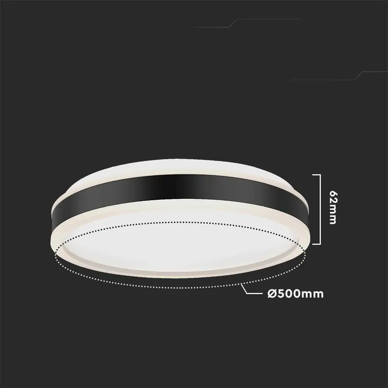 Oprawa Sufitowa Plafoniera V-TAC 42W LED Triac 3w1 Okrągły FI.50CM VT-7758-B 4000K 4400LM - Czarny