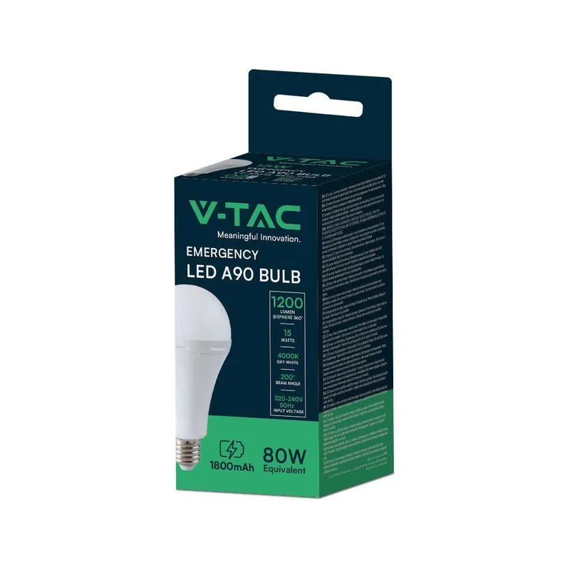 Żarówka Awaryjna LED V-TAC 15W A90 E27 3-4,5H VT-51015 4000K 1200LM