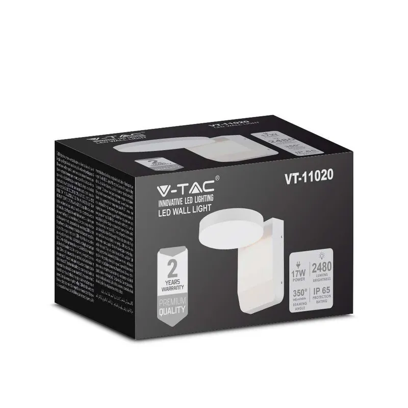 Naświetlacz Elewacyjny V-TAC 17W LED Okrągła IP65 VT-11020 3000K 2520LM - Biała