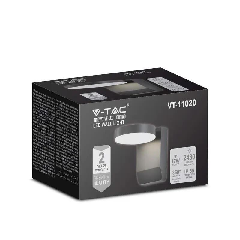 Naświetlacz Elewacyjny V-TAC 17W LED Okrągła IP65 VT-11020 4000K 2520LM - Czarna