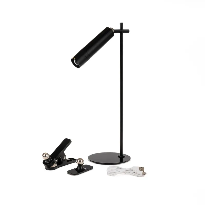 Lampka Biurkowa V-TAC 4w1 37cm Kinkiet Klips Latarka 3W LED VT-7413 4000K 300LM - Czarna