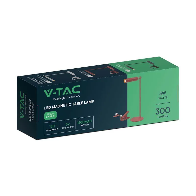 Lampka Biurkowa V-TAC 4w1 37cm Kinkiet Klips Latarka 3W LED VT-7413 4000K 300LM - Czerwona