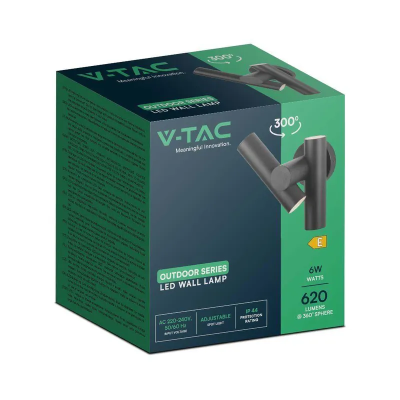 Kinkiet Ścienny V-TAC 6W LED IP44 VT-1186 4000K 620LM - Czarny