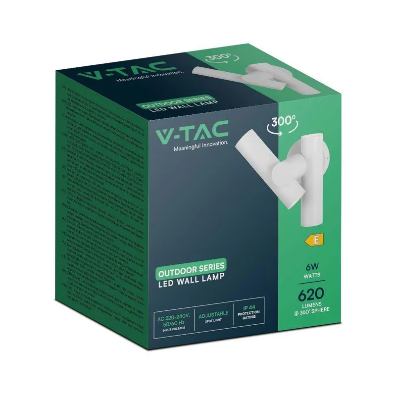Kinkiet Ścienny V-TAC 6W LED IP44 VT-1186 4000K 620LM - Biały