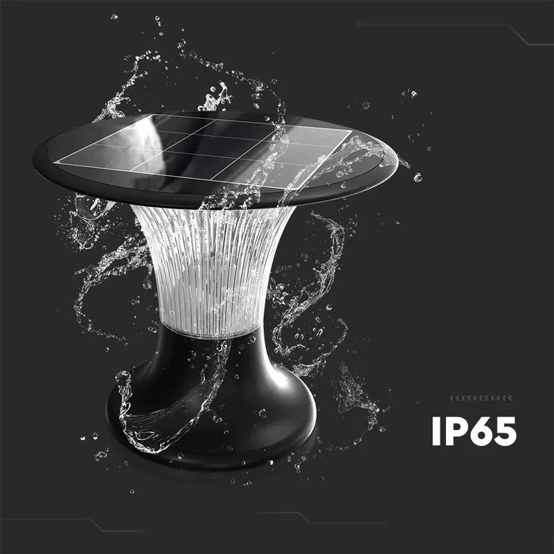Słupek Ogrodowy Solarny V-TAC 15W LED IP65 Czujnik Ruchu CCT 26cm VT-426 6000K+4000K 2200LM 3 Lata Gwarancji - Czarny