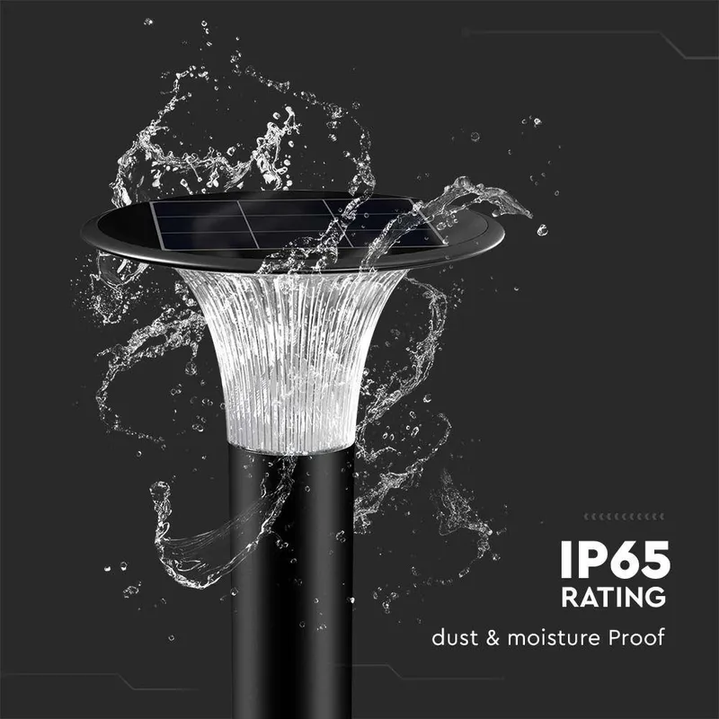 Słupek Ogrodowy Solarny V-TAC 15W LED IP65 Czujnik Ruchu CCT 88cm VT-413 6000K+4000K 2200LM 3 Lata Gwarancji - Czarny