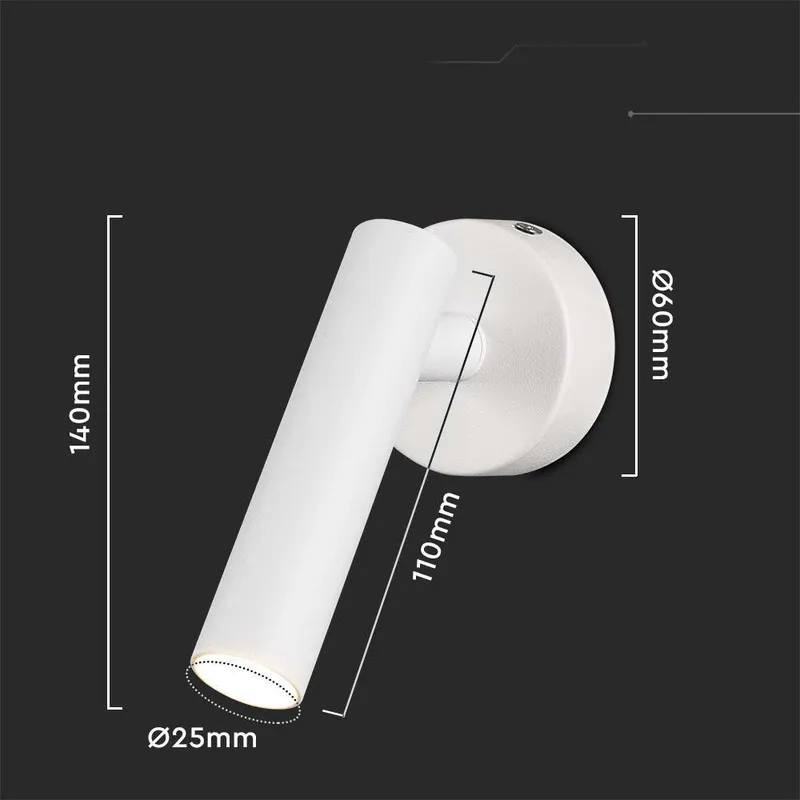 Oprawa LED V-TAC 2W Kinkiet Hotel Łóżko VT-412 4000K 150LM - Biały