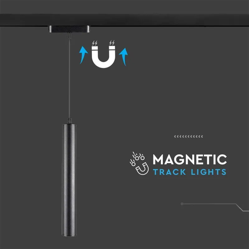 Oprawa Zwieszana Szynoprzewód Magnetyczny 48V V-TAC 15W LED 30ST VT-4214 4000K 1600LM 3 Lata Gwarancji - Czarna