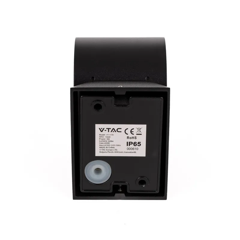 Oprawa Ścienna V-TAC 5W Kinkiet Góra Dół IP65 VT-1179 4000K 500LM - Czarny